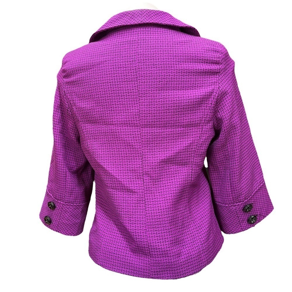 Mary Kay Purple Ruffle Blazer 6 Tweed Work Jacket Wool Blend - Picture 3 of 10